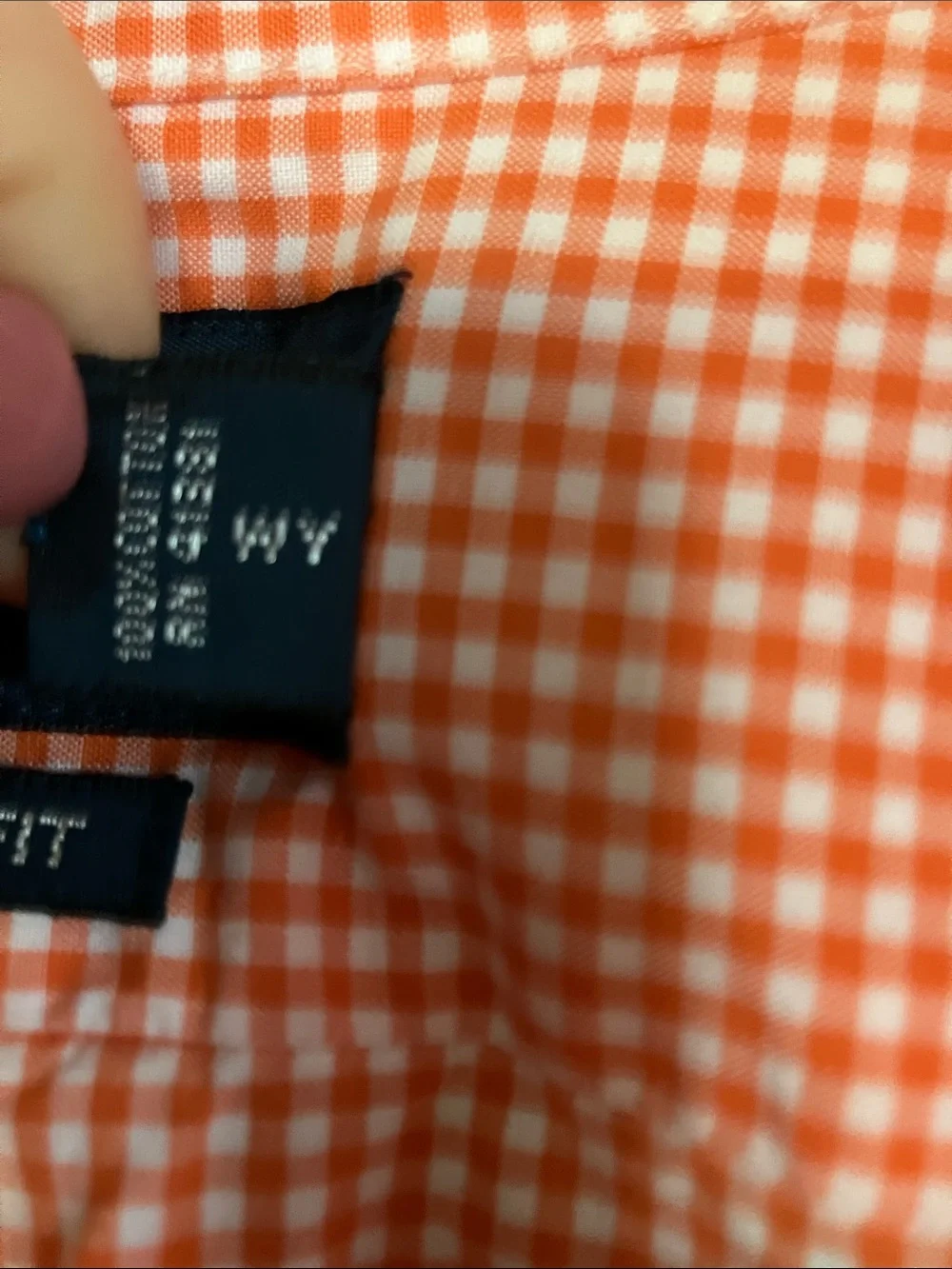 Ralph Lauren Orange Gingham Short-Sleeve Button-Up Shirt with Green Pony